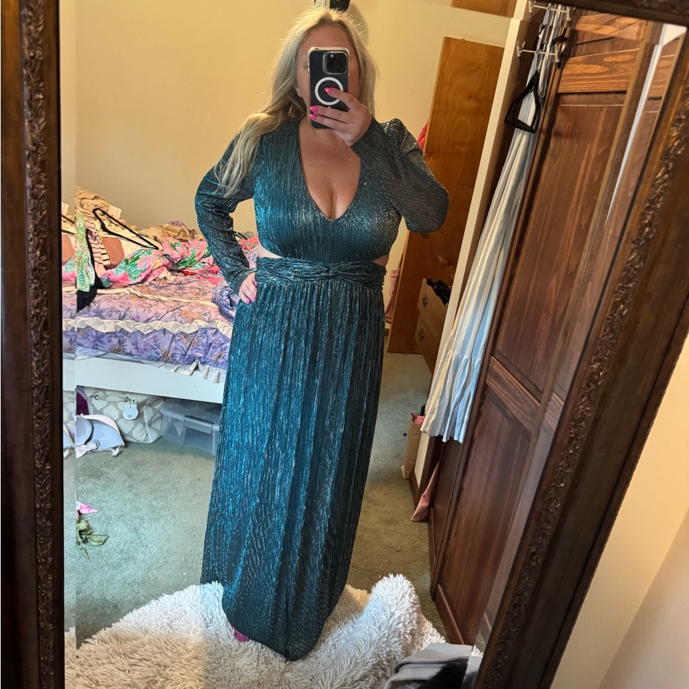 Lilly Pulitzer Teal shimmer maxi with cutouts